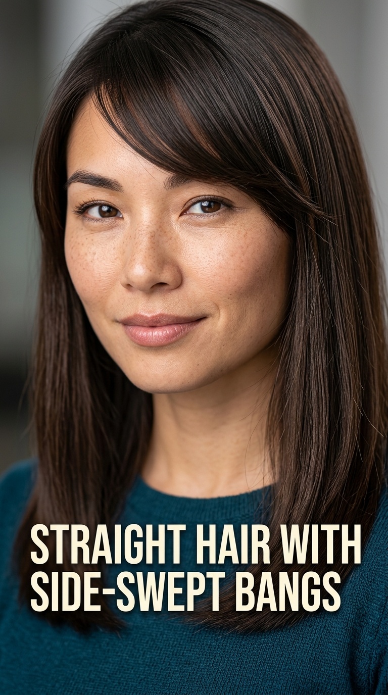 Straight Hair with Side-Swept Bangs