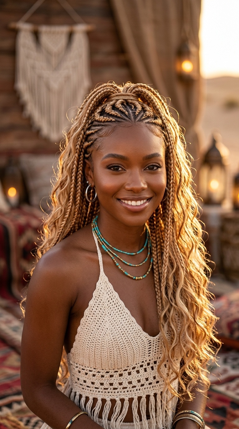 Strawberry Blonde Boho Braids Hair