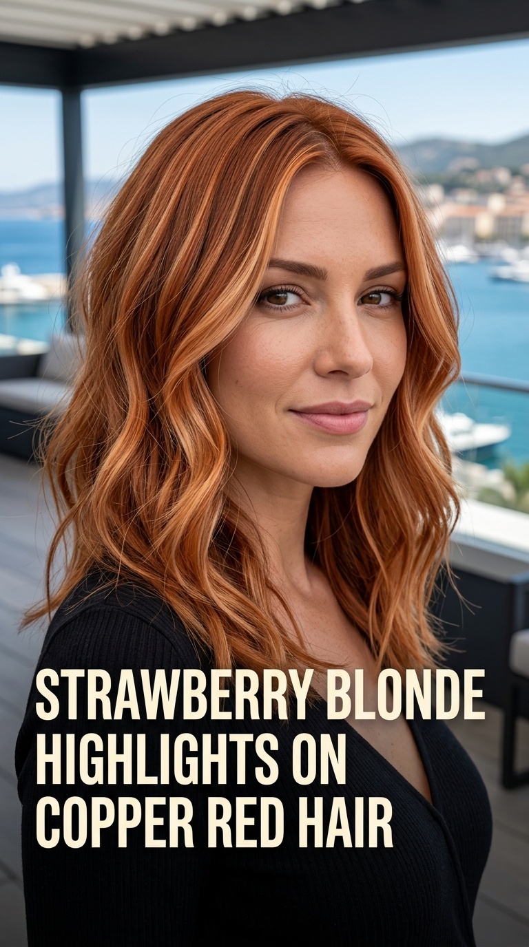 Strawberry Blonde Highlights on Copper Red Hair