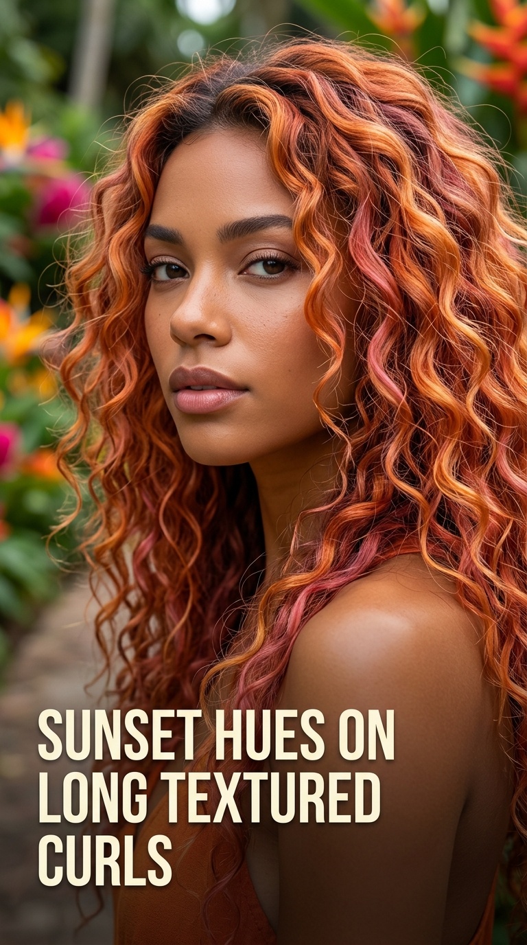 Sunset Hues on Long Textured Curls