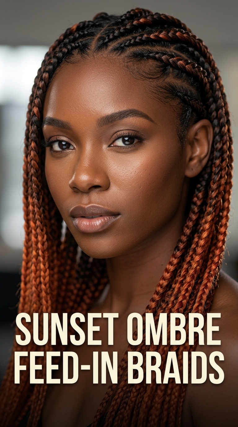 Sunset Ombre Feed-in Braids