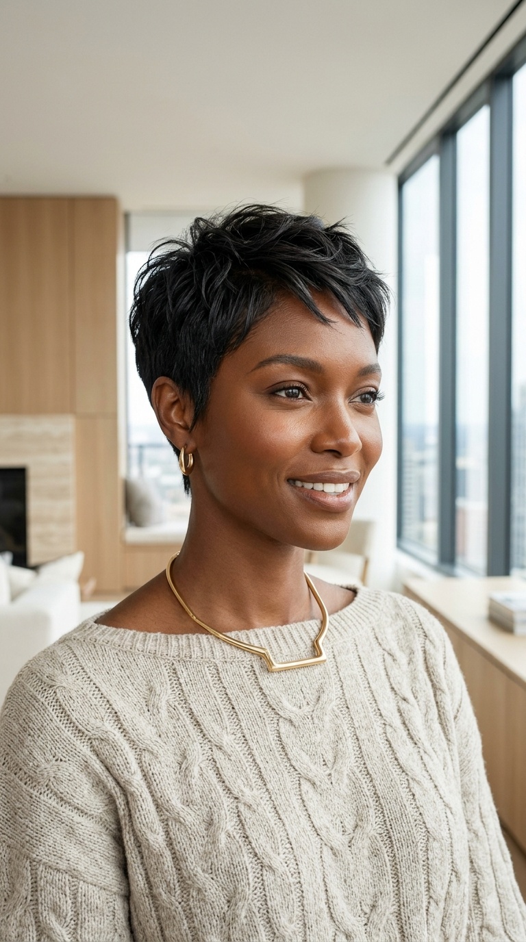 Super Short Pixie Cut Black Women