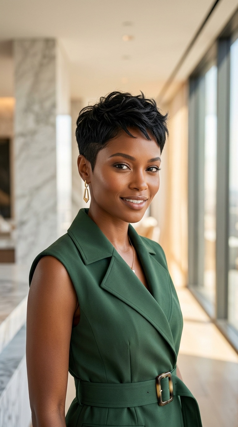 Super Short Pixie Cut Black Women