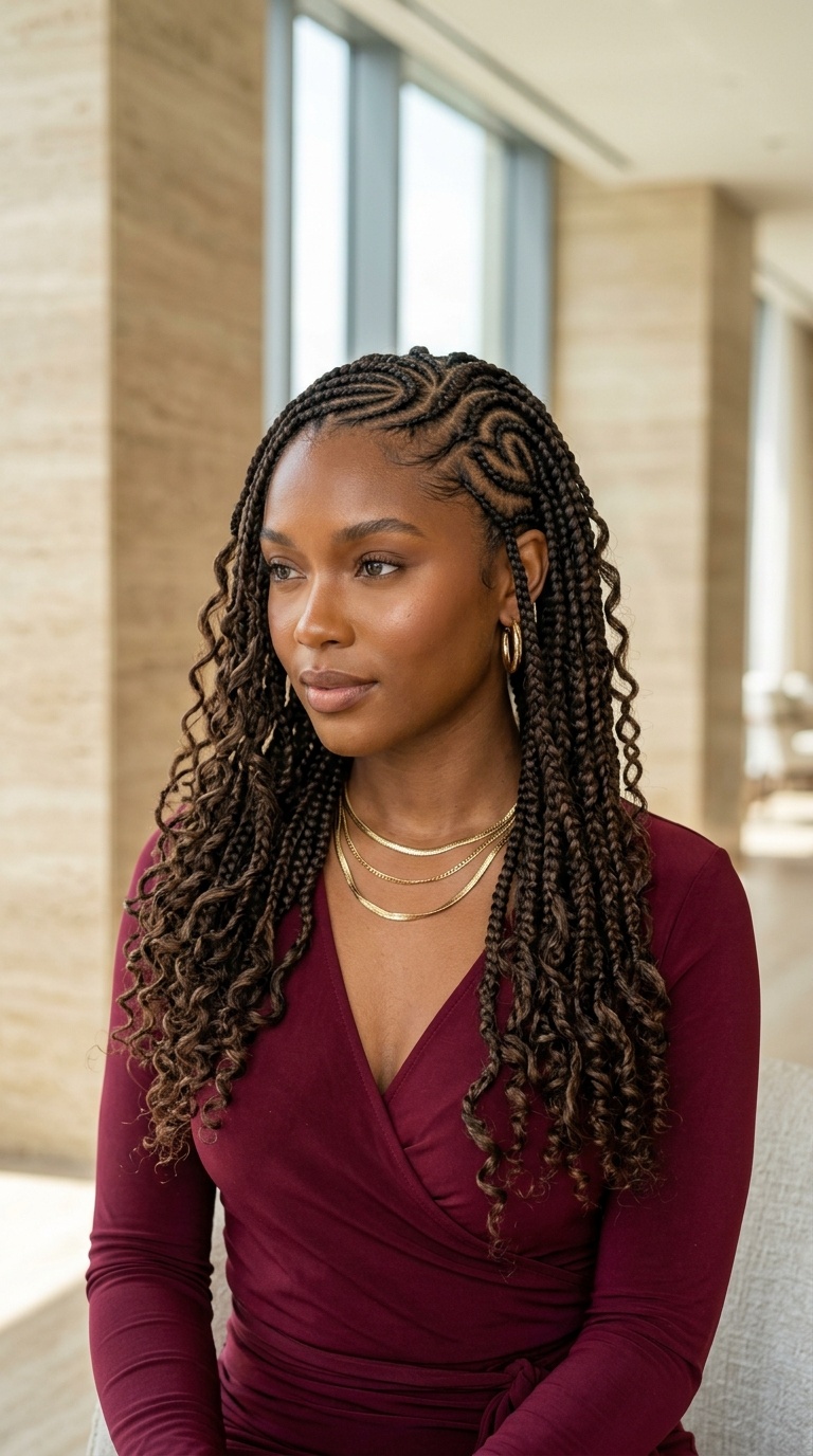 Swirl Cornrow Designs For Women
