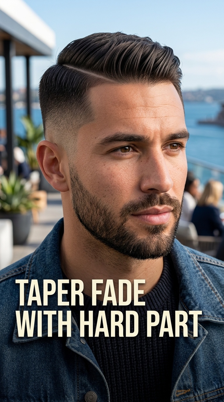 Taper Fade with Hard Part