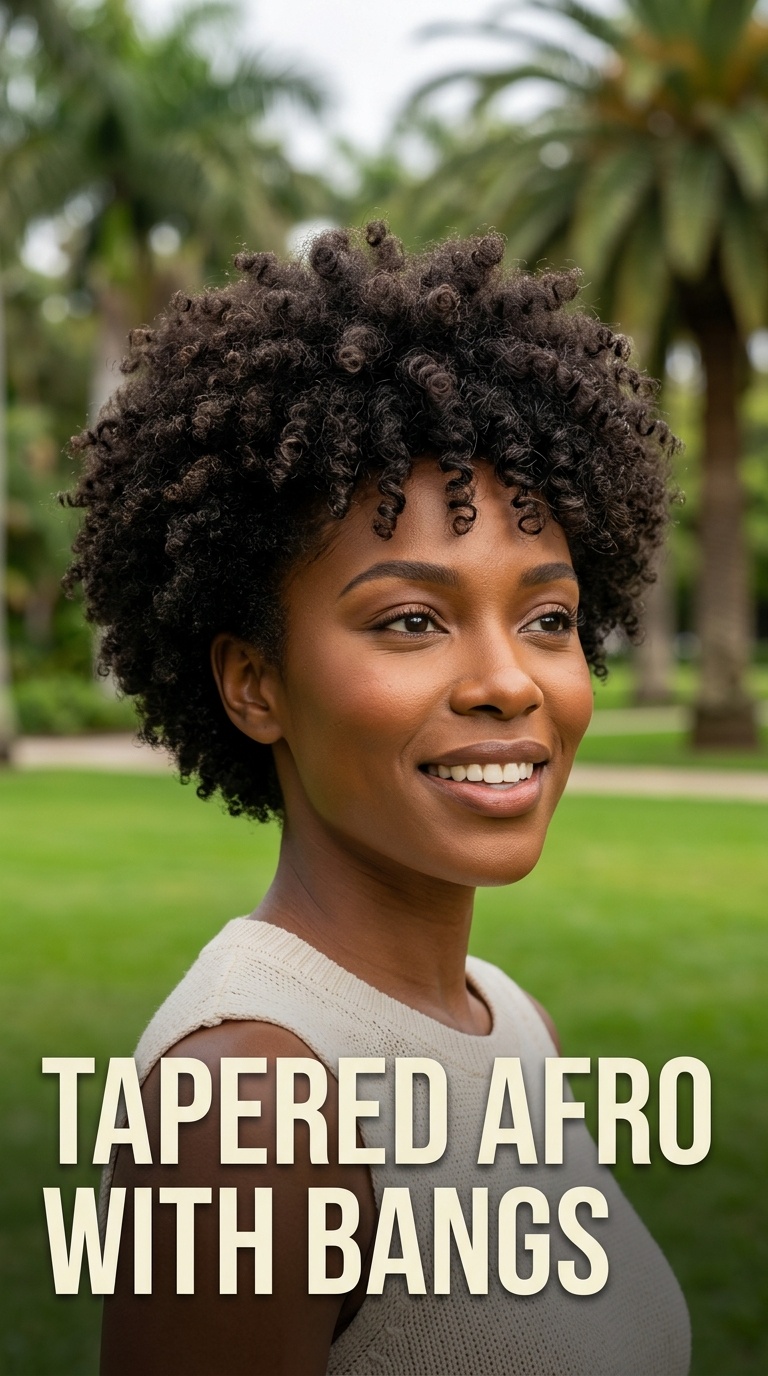Tapered Afro with Bangs