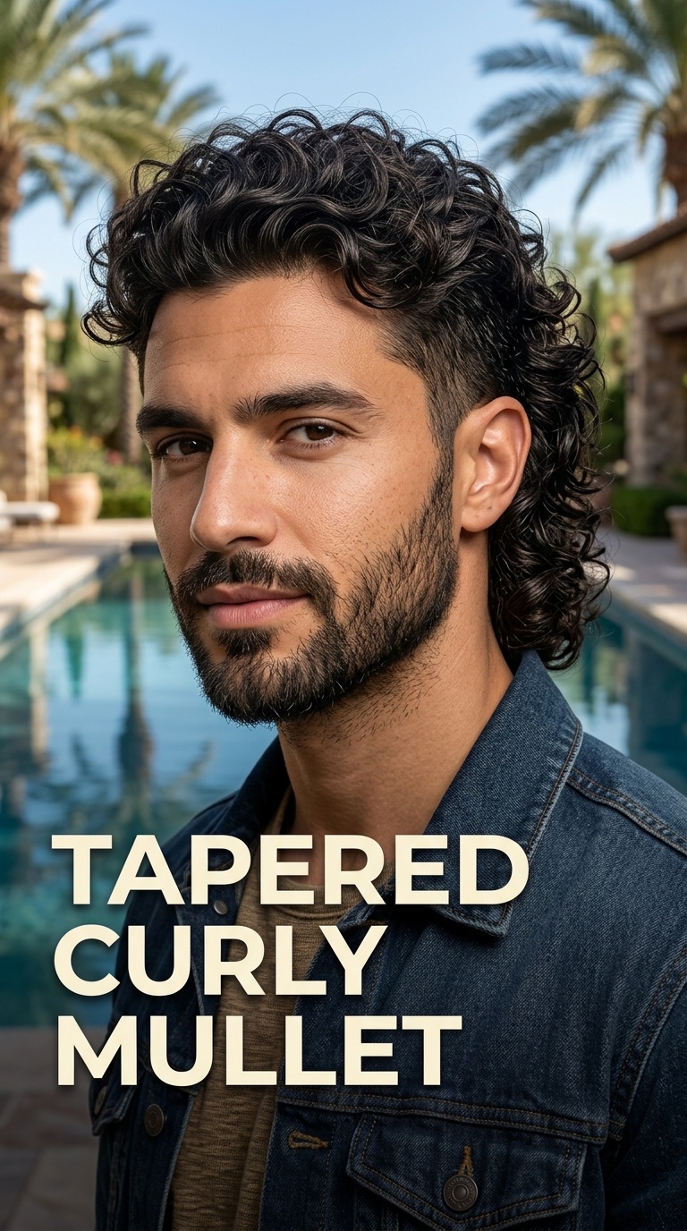 Tapered Curly Mullet