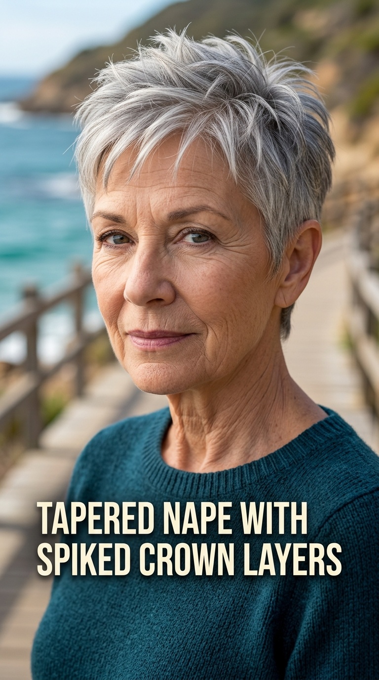 Tapered Nape with Spiked Crown Layers