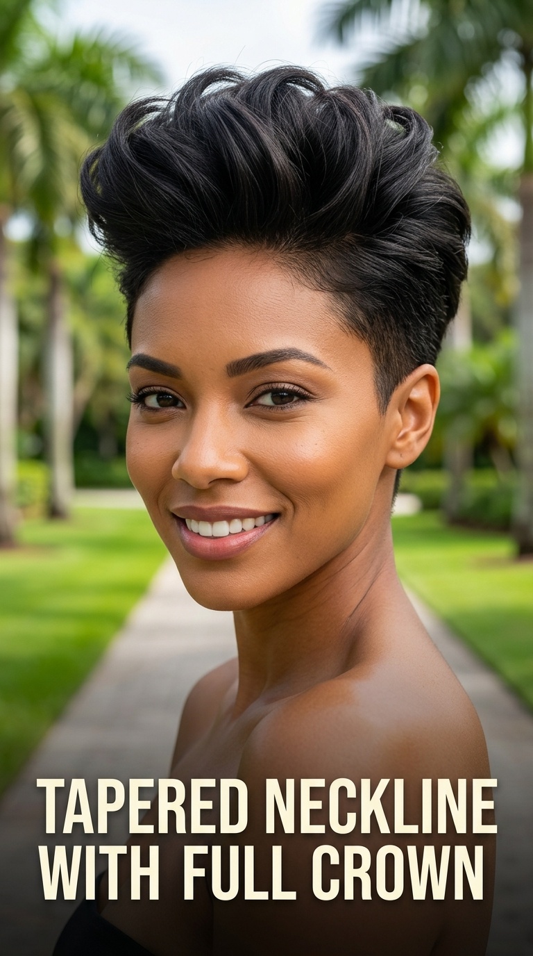 Tapered Neckline with Full Crown