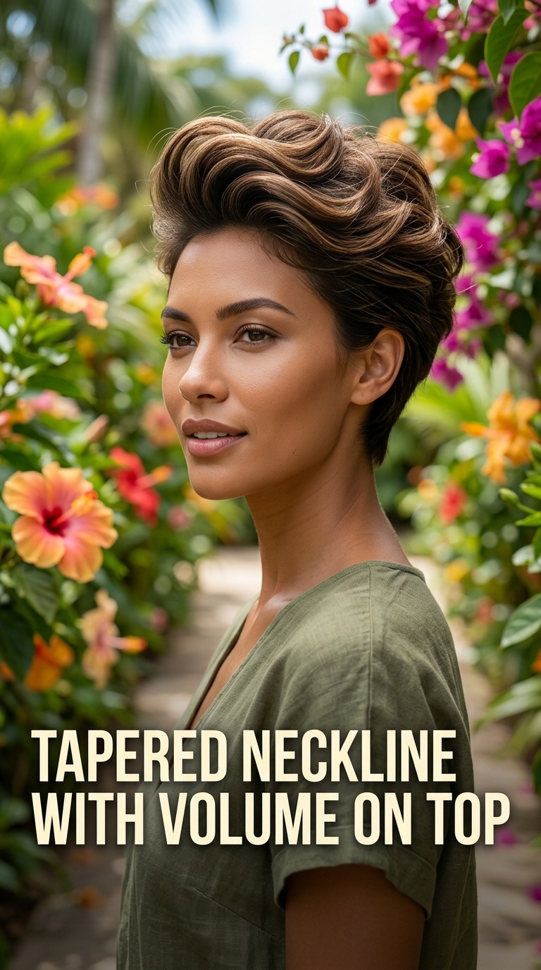 Tapered Neckline with Volume on Top