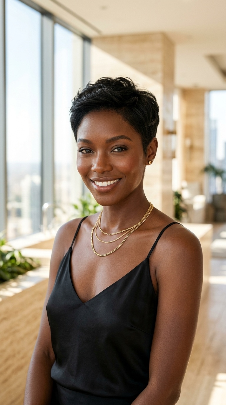 Tapered Pixie Haircut Black Women