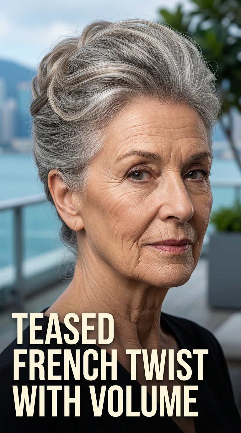 Teased French Twist with Volume