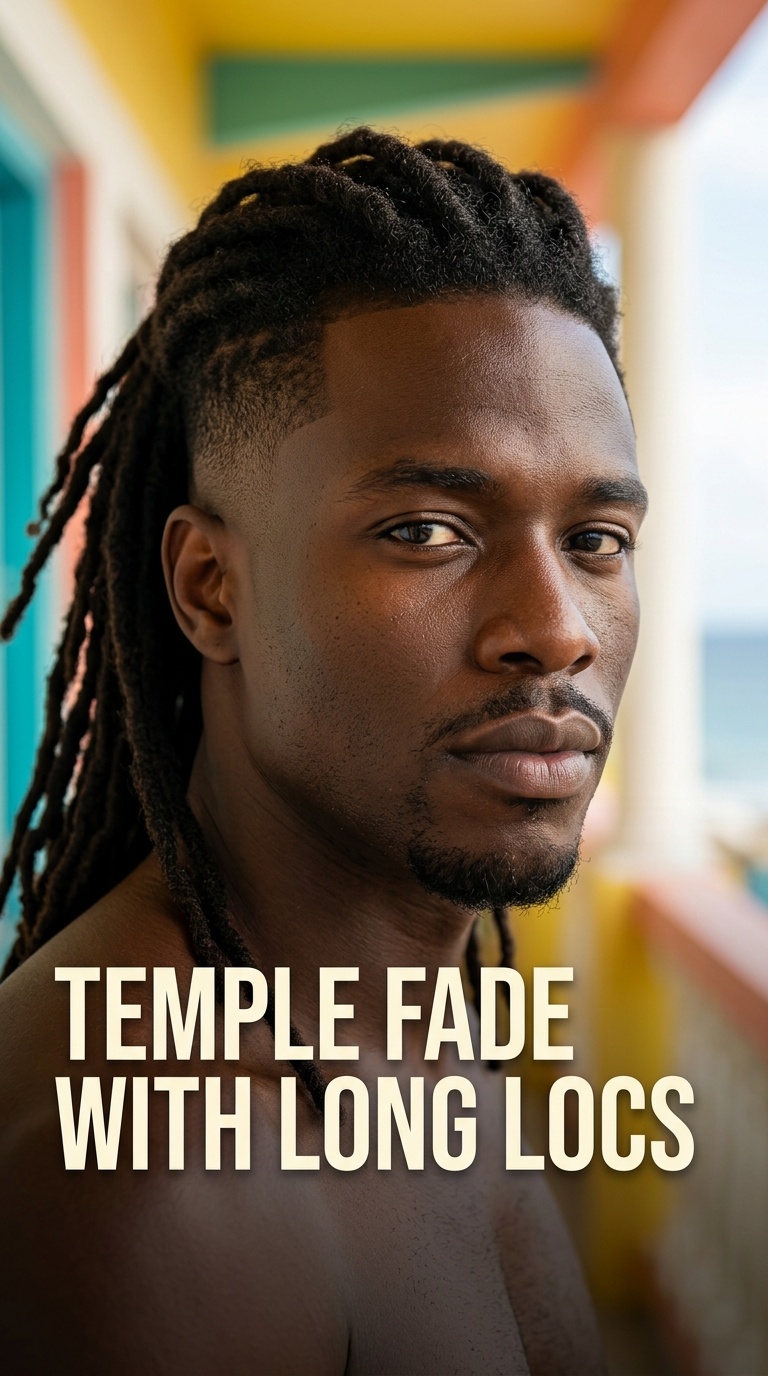 Temple Fade with Long Locs