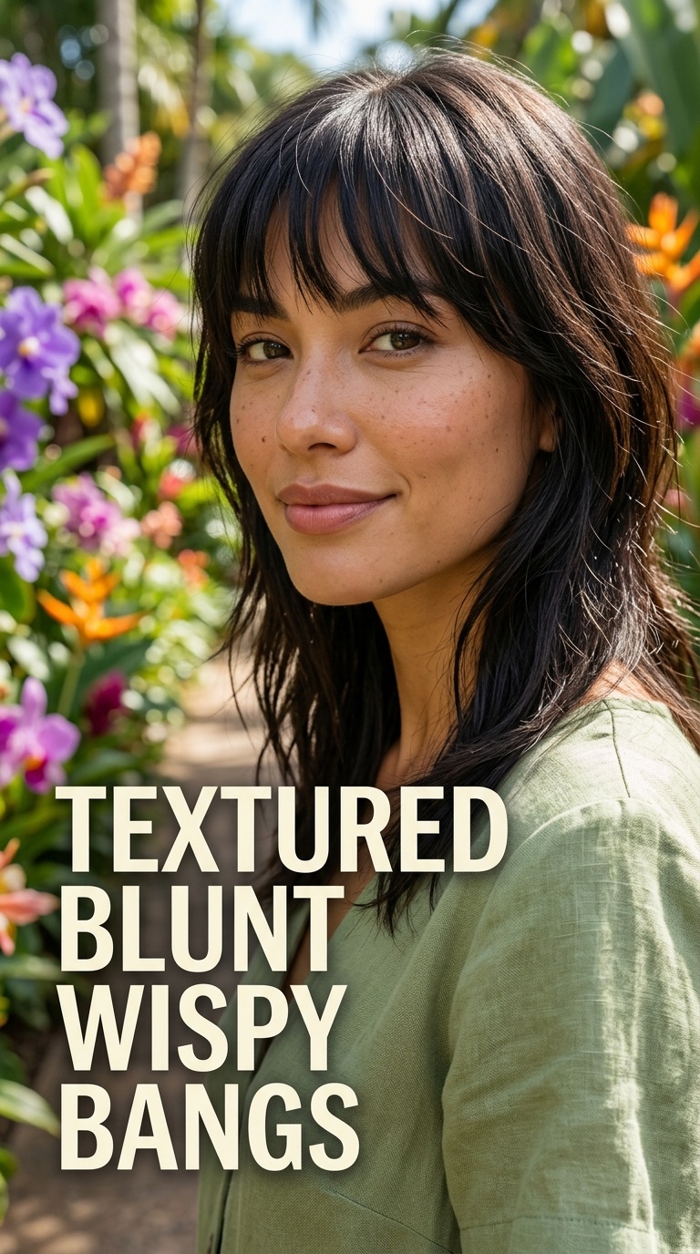 Textured Blunt Wispy Bangs