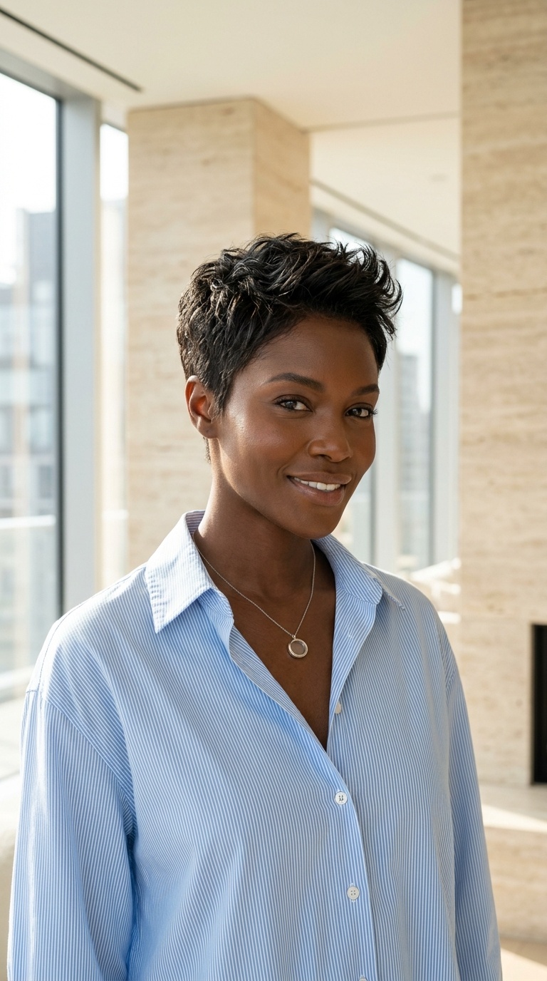 Textured Pixie Cut Black Women