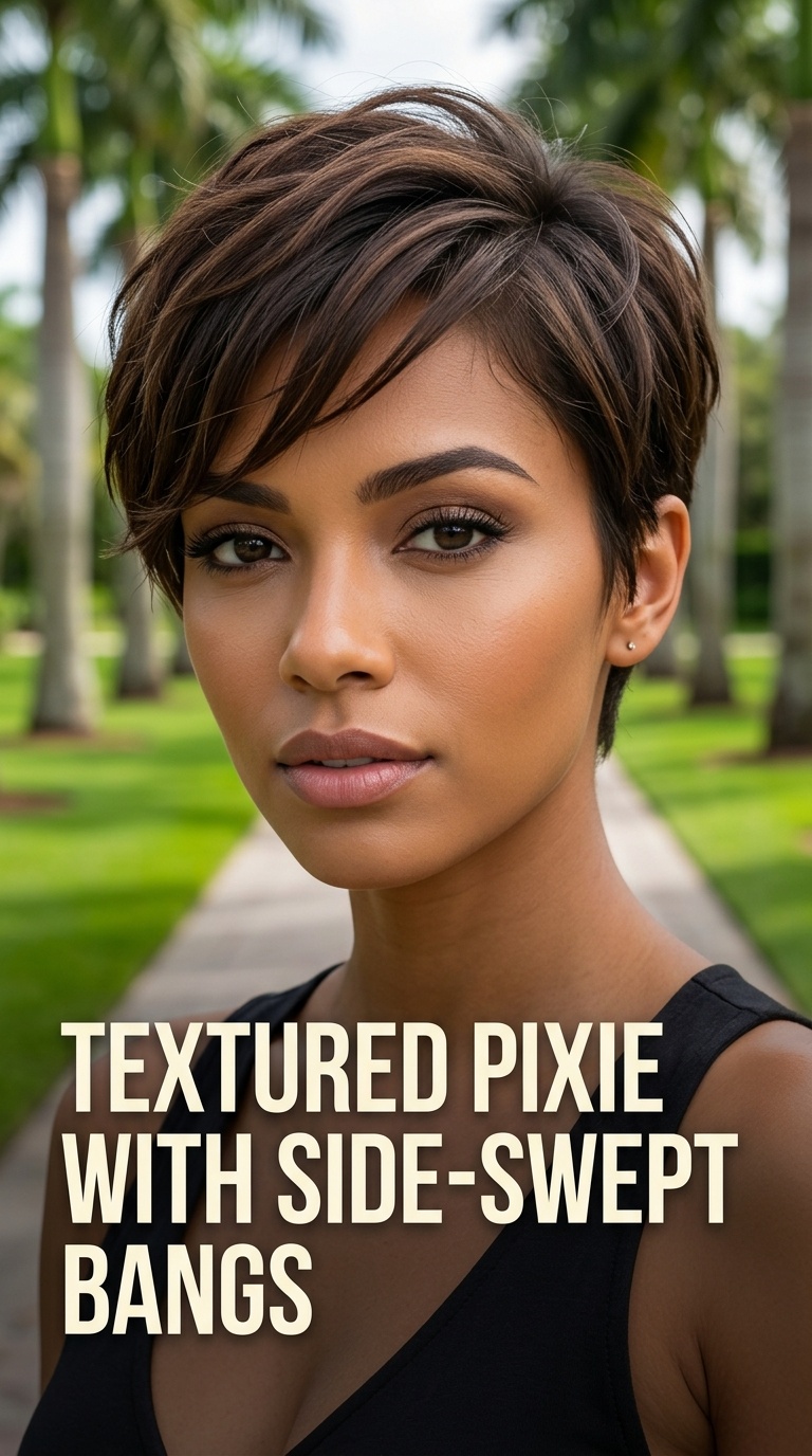Textured Pixie with Side-Swept Bangs