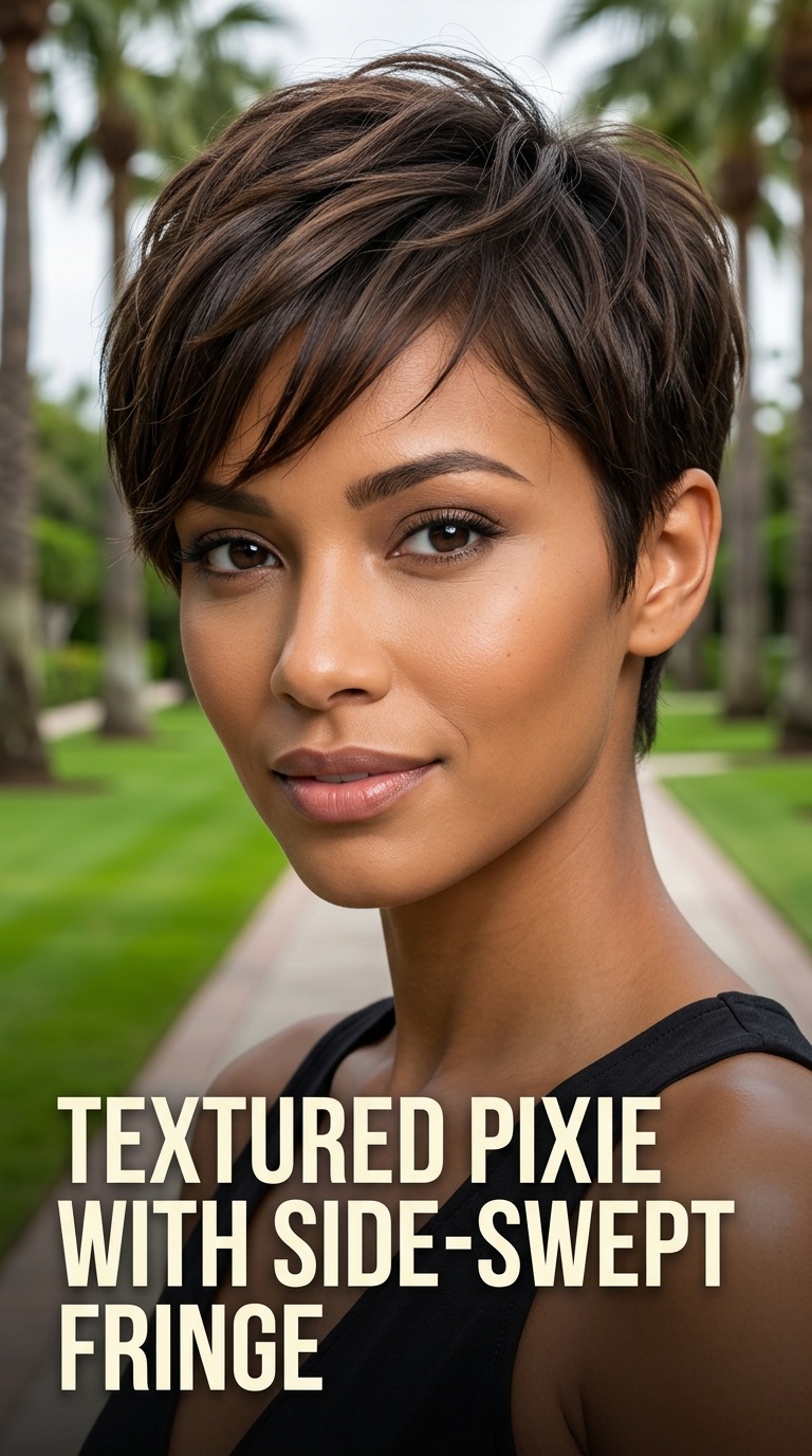 Textured Pixie with Side-Swept Fringe