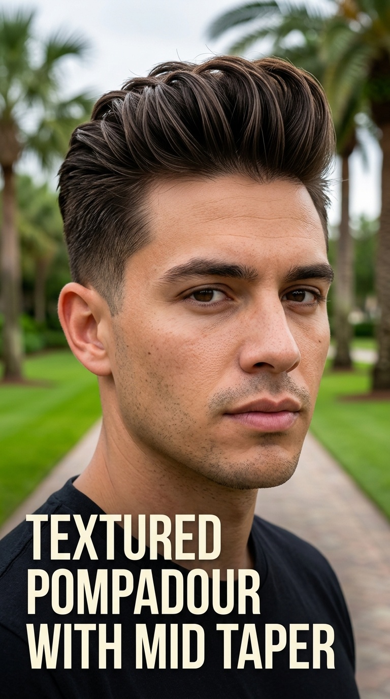 Textured Pompadour with Mid Taper
