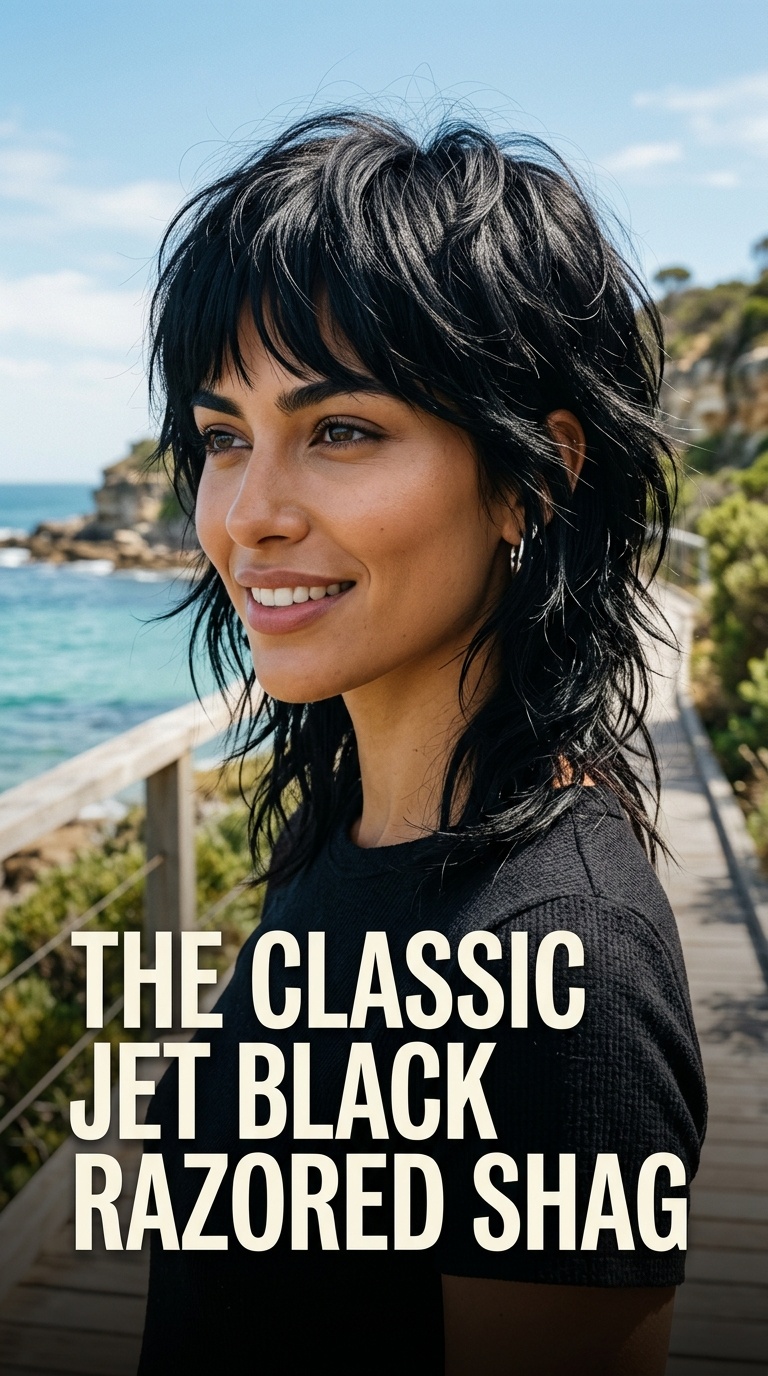 The Classic Jet Black Razored Shag