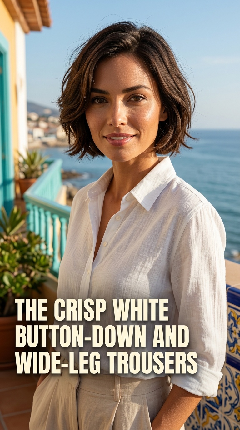 The Crisp White Button-Down and Wide-Leg Trousers