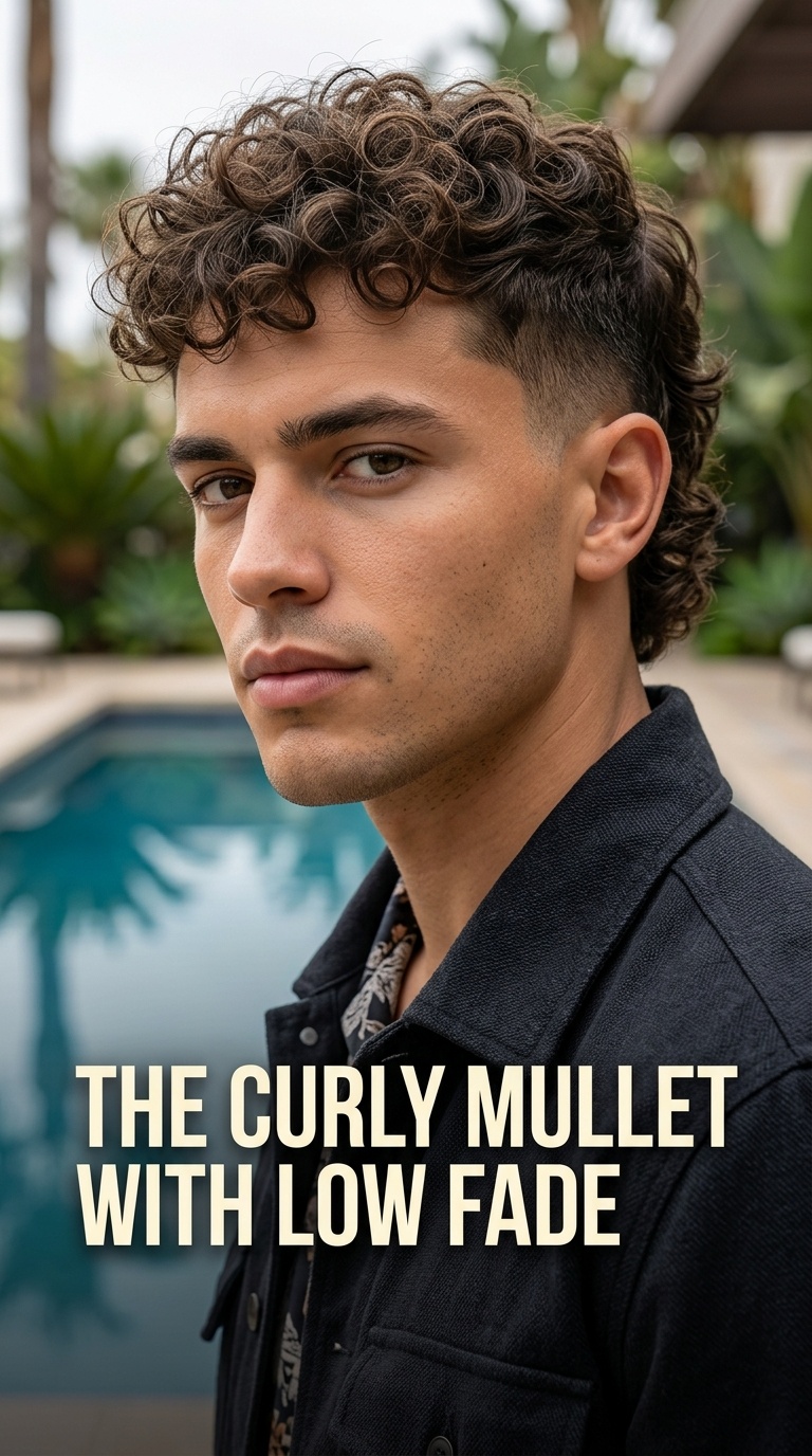 The Curly Mullet with Low Fade