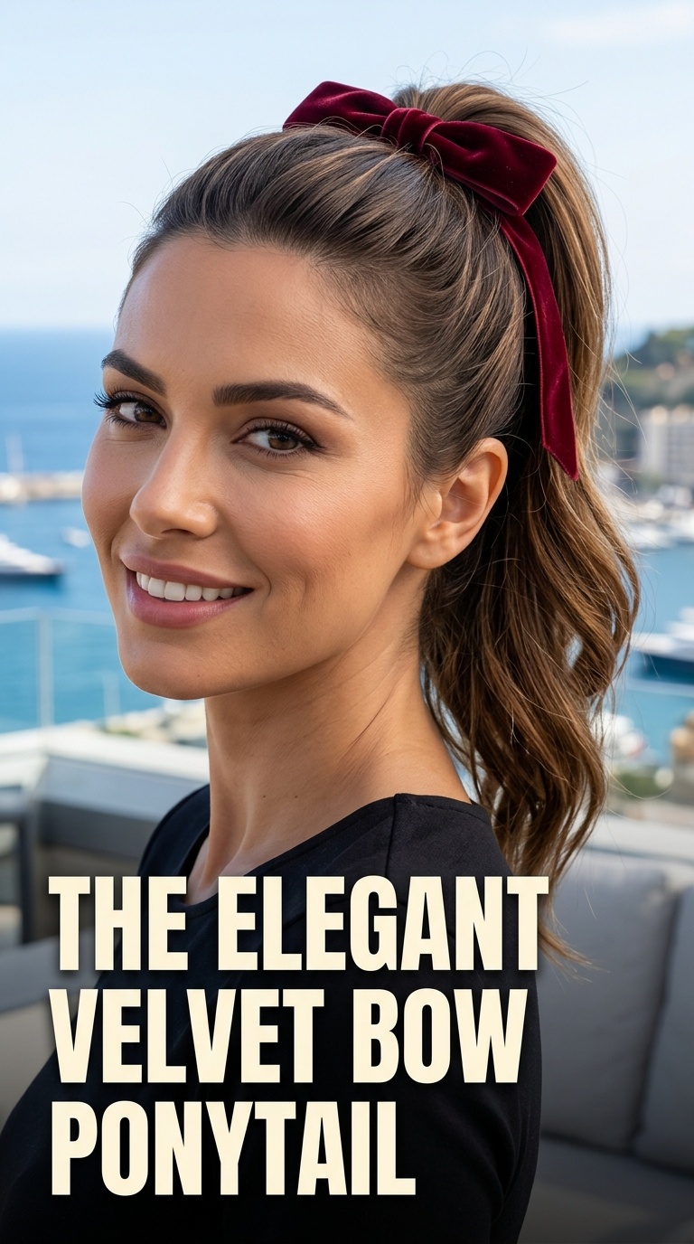 The Elegant Velvet Bow Ponytail