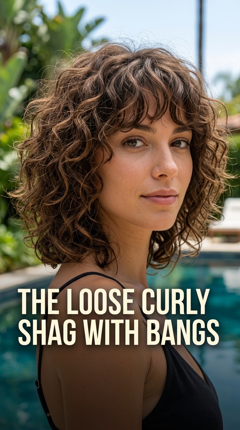 The Loose Curly Shag with Bangs
