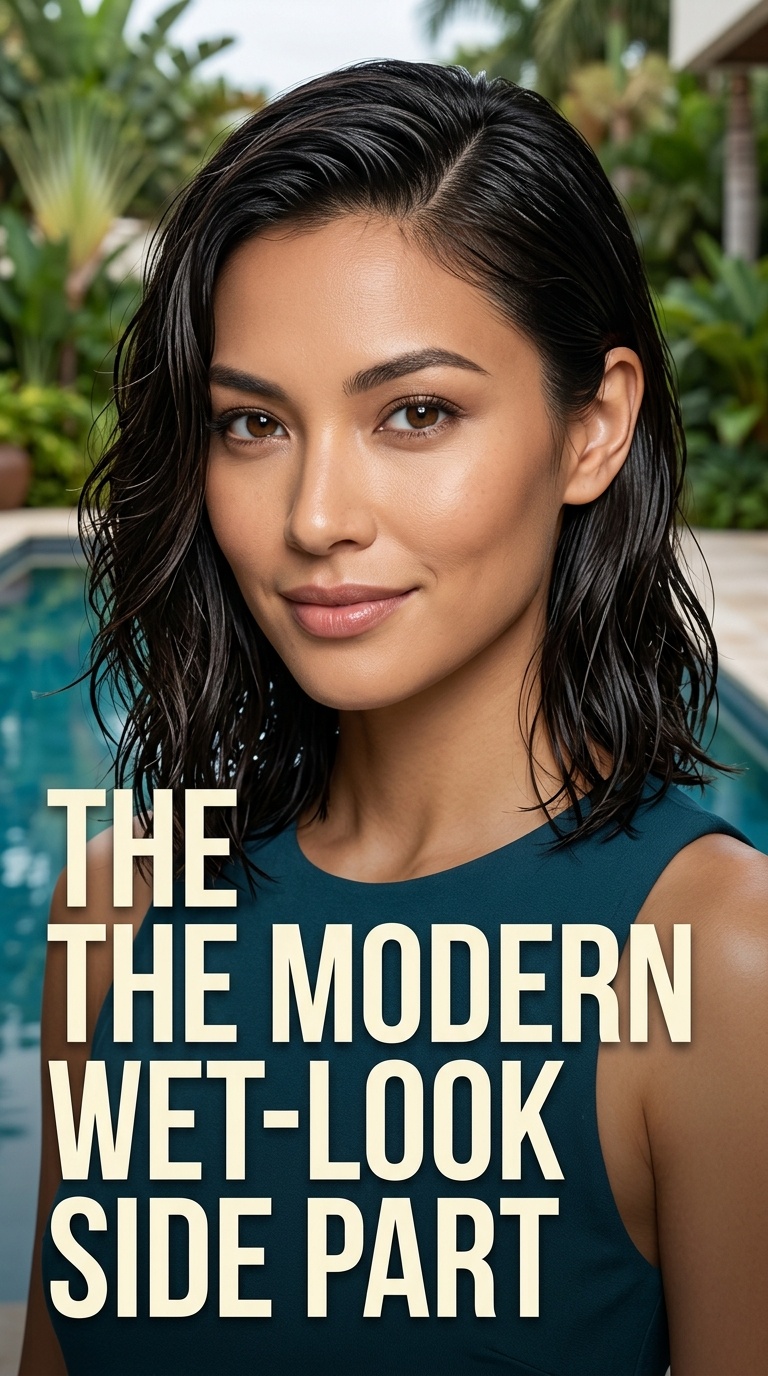 The Modern Wet-Look Side Part