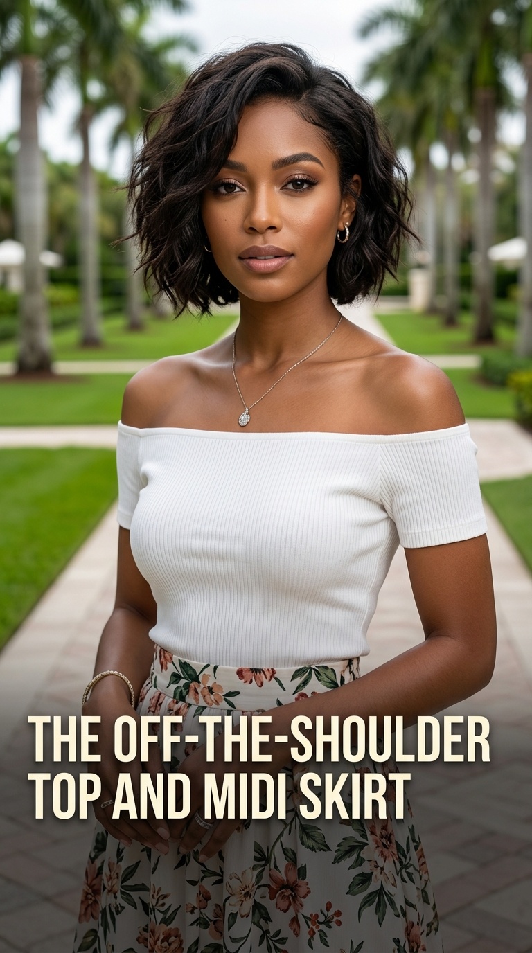 The Off-the-Shoulder Top and Midi Skirt