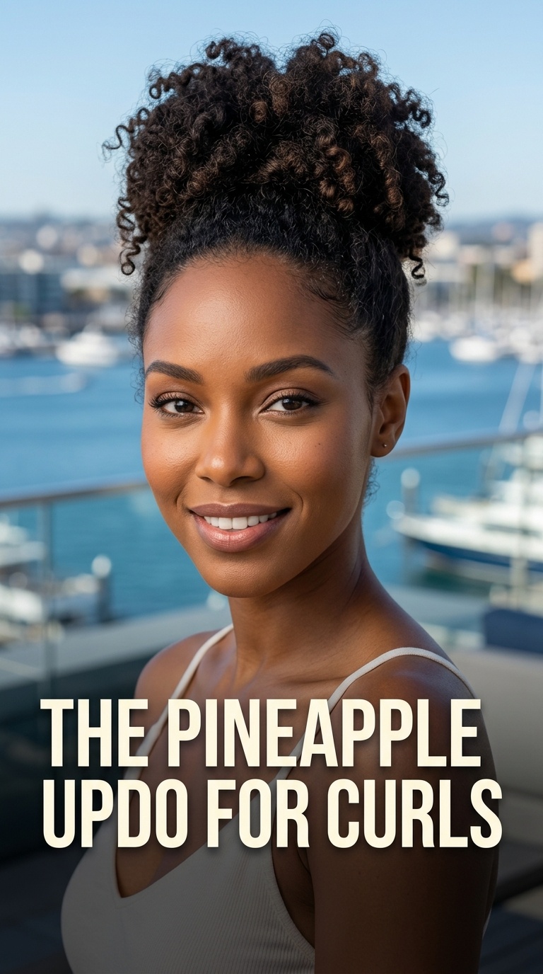 The Pineapple Updo for Curls