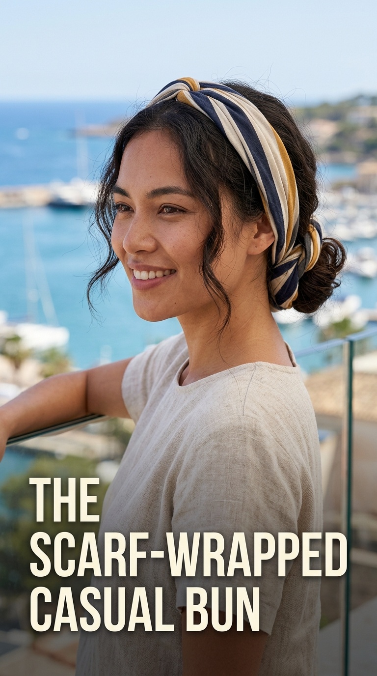 The Scarf-Wrapped Casual Bun