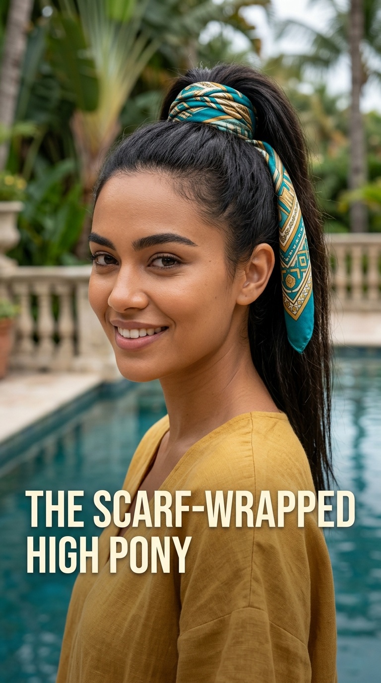 The Scarf-Wrapped High Pony
