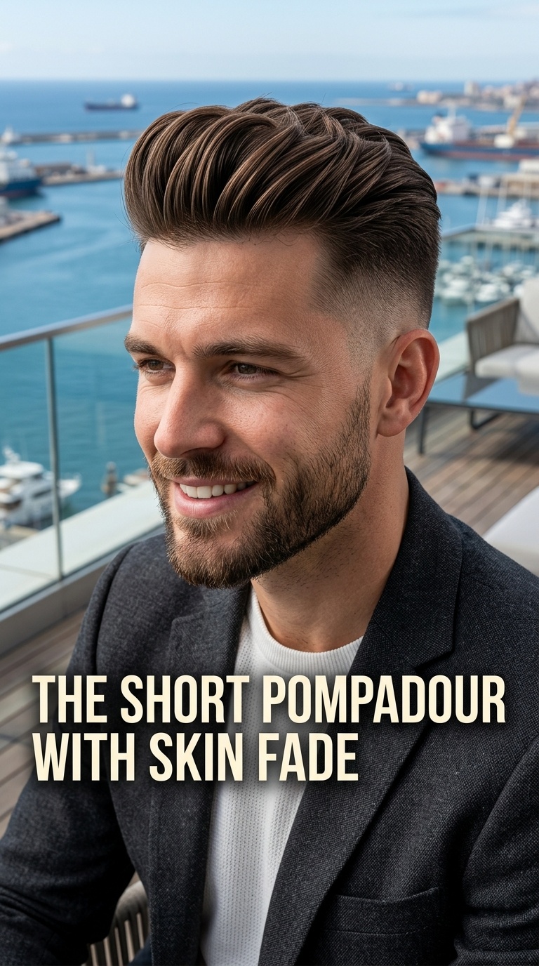 The Short Pompadour with Skin Fade