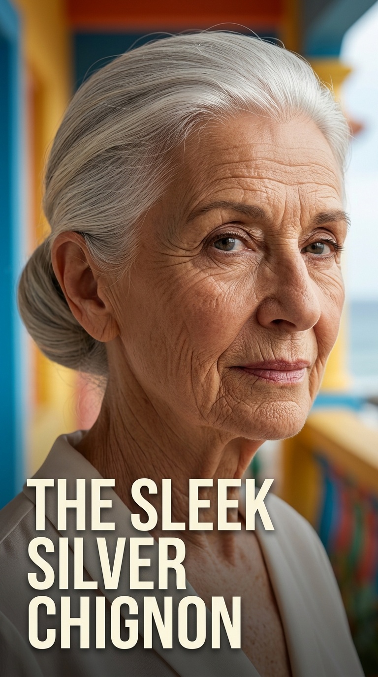 The Sleek Silver Chignon