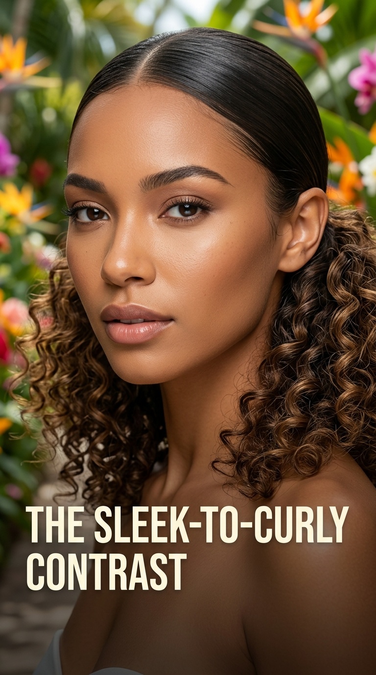 The Sleek-to-Curly Contrast