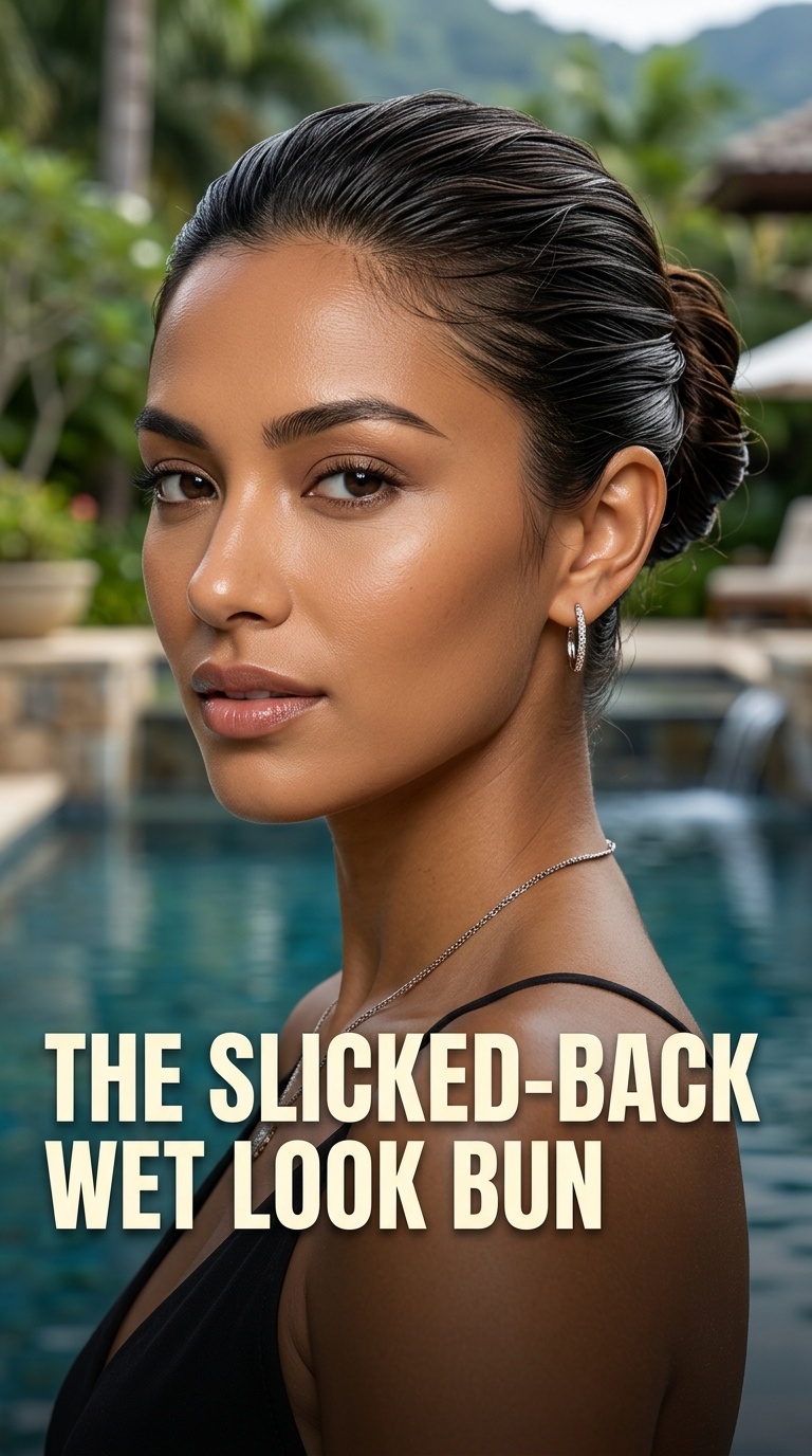 The Slicked-Back Wet Look Bun