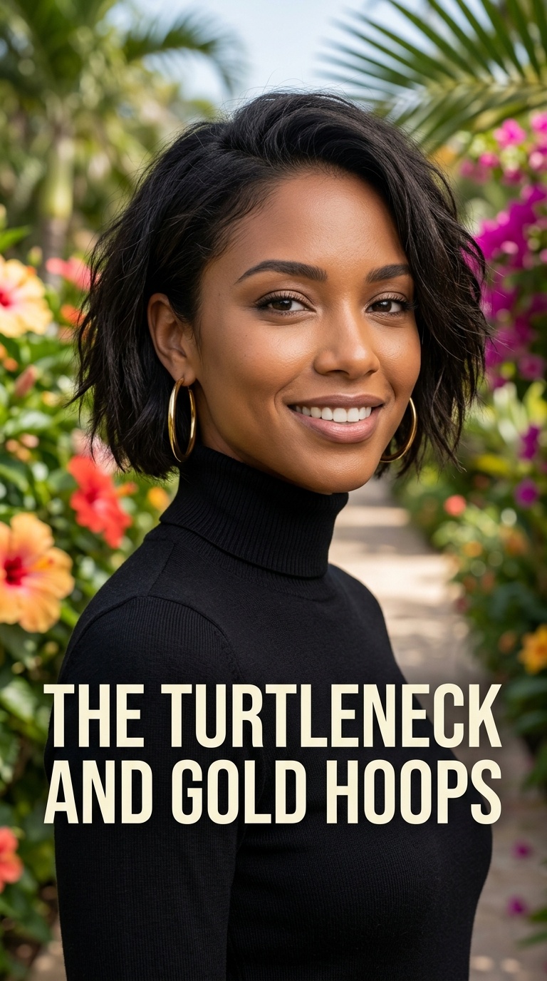 The Turtleneck and Gold Hoops