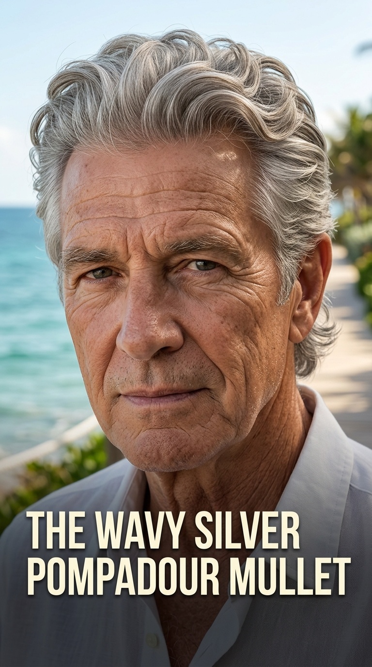 The Wavy Silver Pompadour Mullet