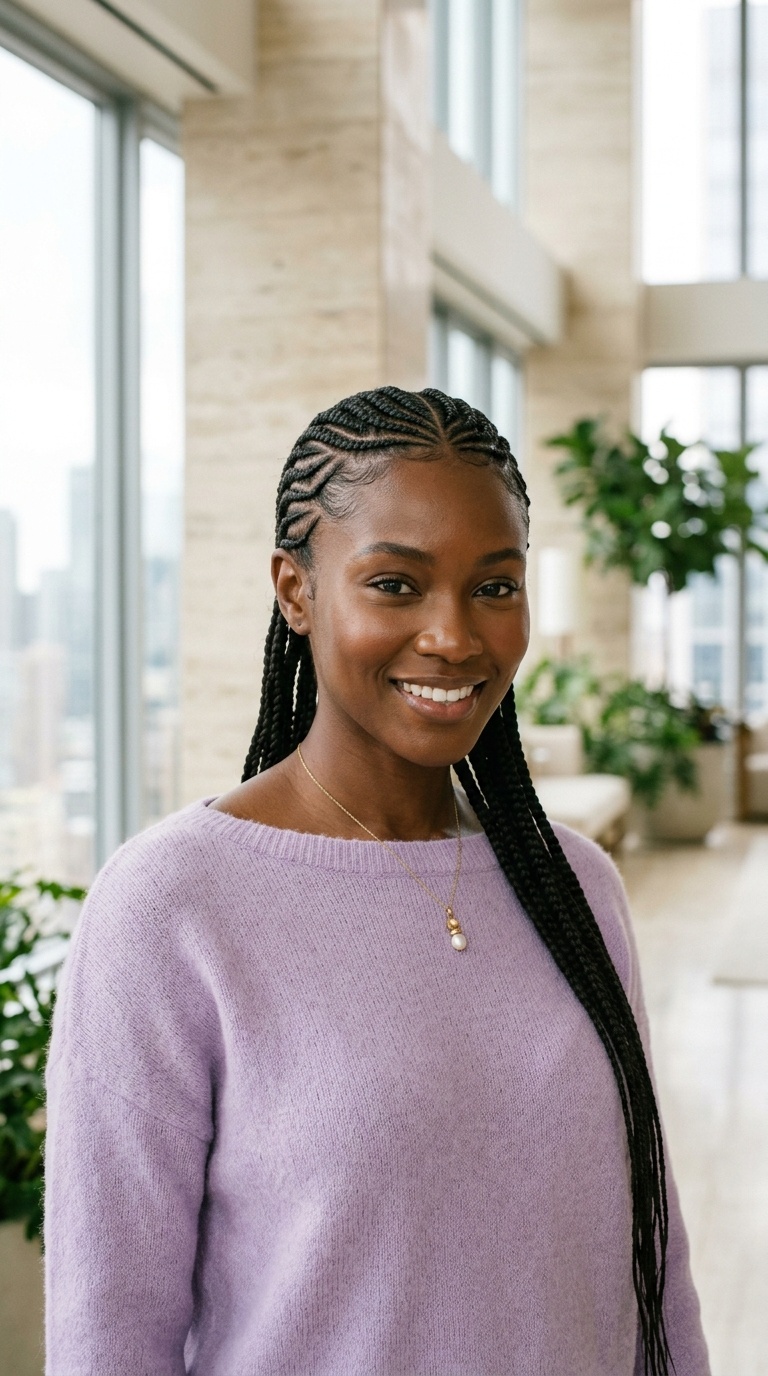 Thin Cornrow Braids Black Women Styles