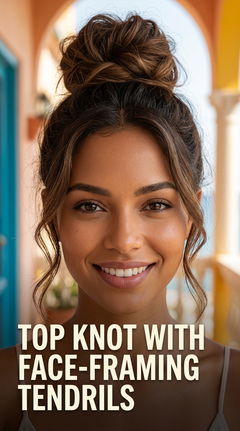 Top Knot with Face-Framing Tendrils