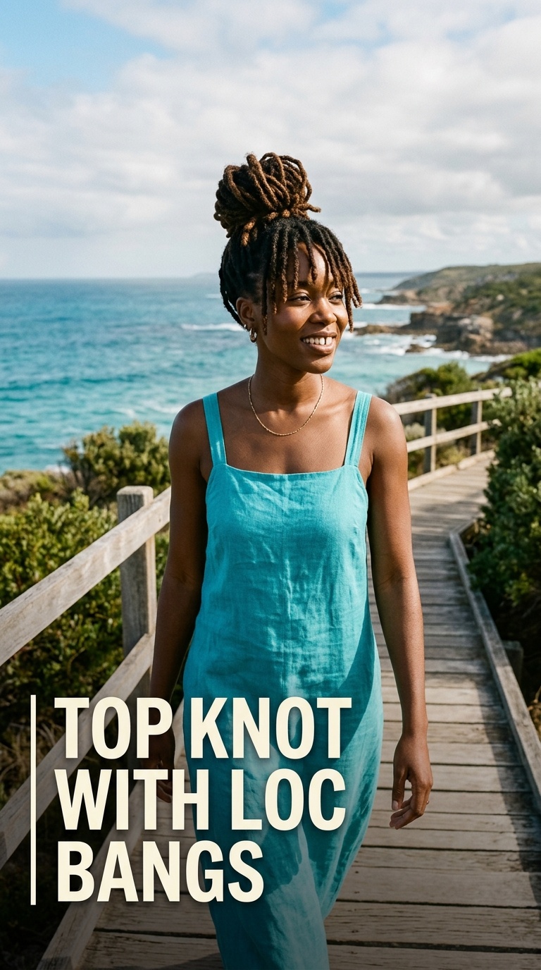 Top Knot with Loc Bangs
