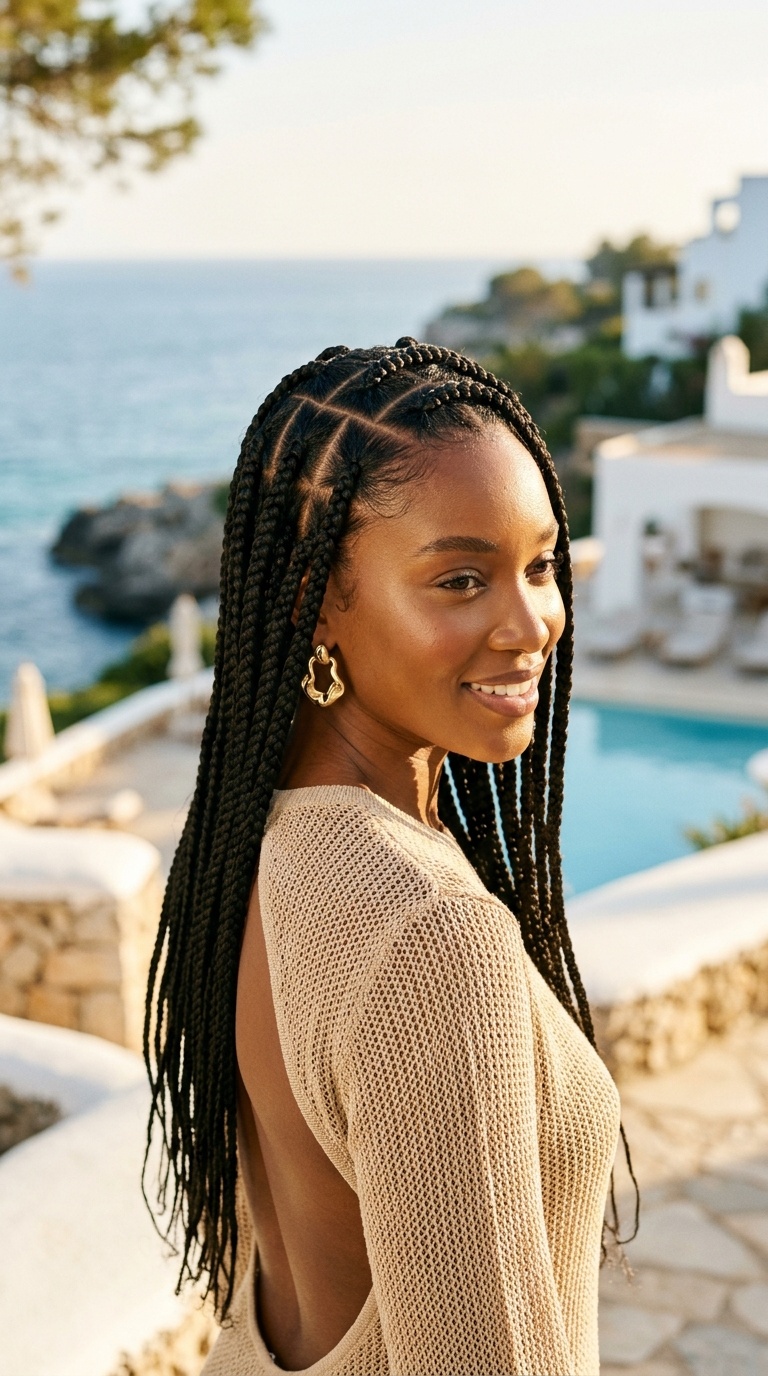 Triangle Part Box Braids Style