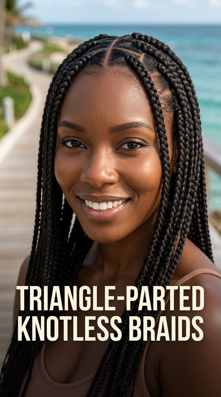 Triangle-Parted Knotless Braids