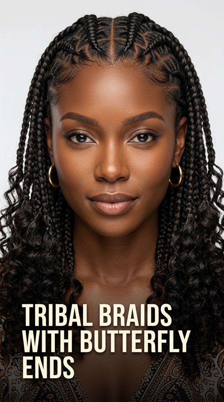 Tribal Braids with Butterfly Ends