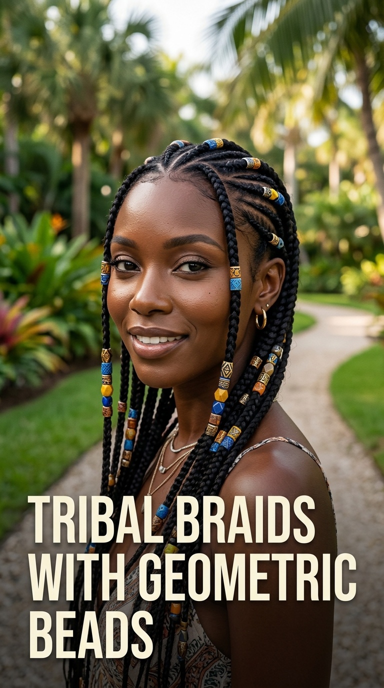 Tribal Braids with Geometric Beads