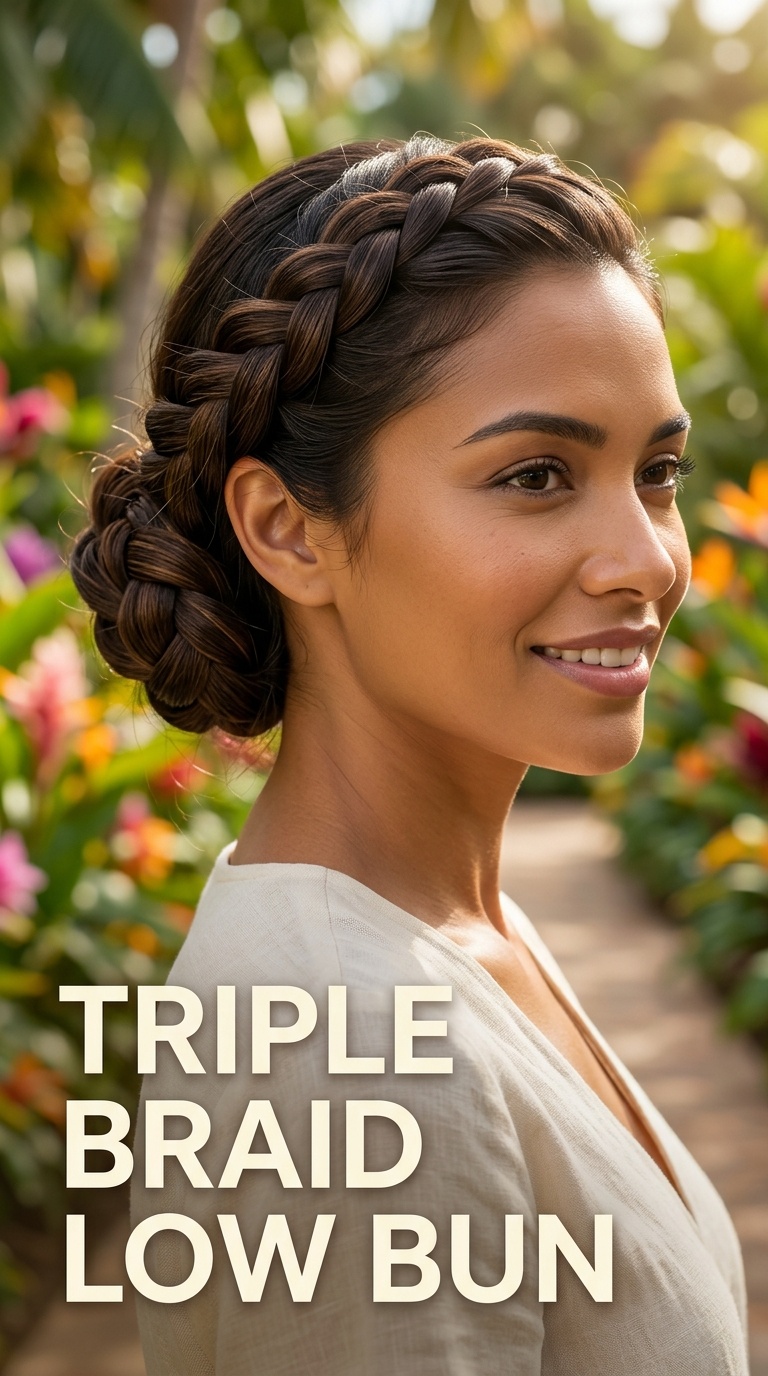 Triple Braid Low Bun