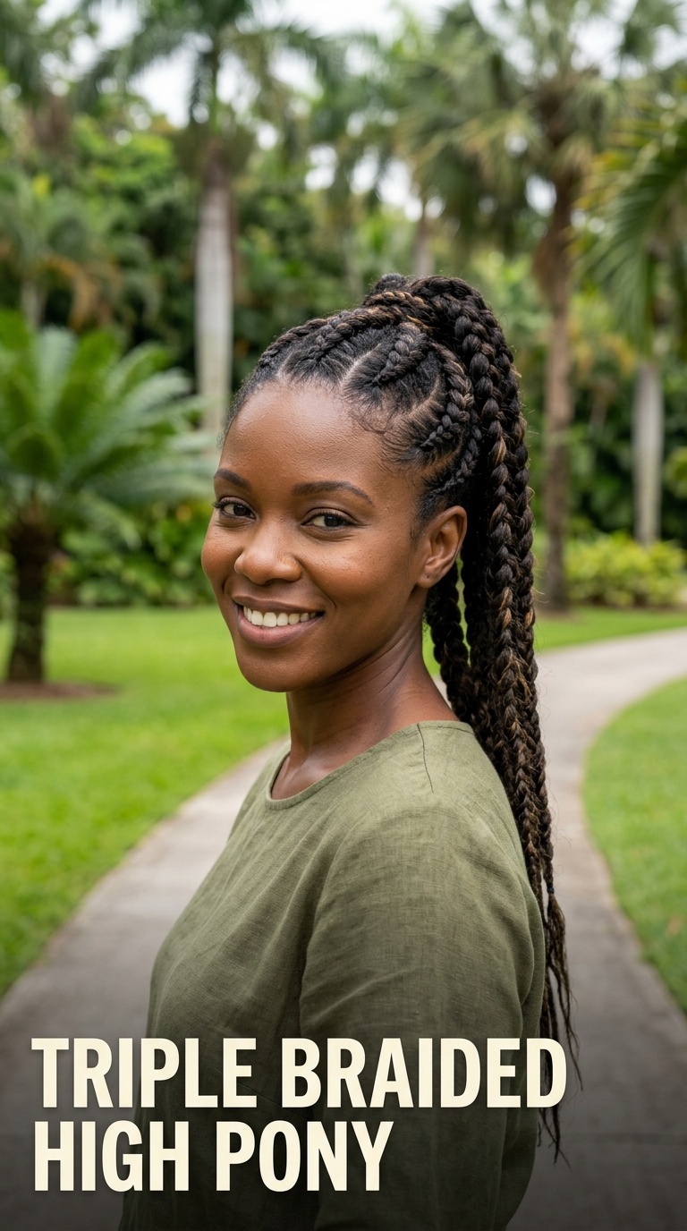 Triple Braided High Pony