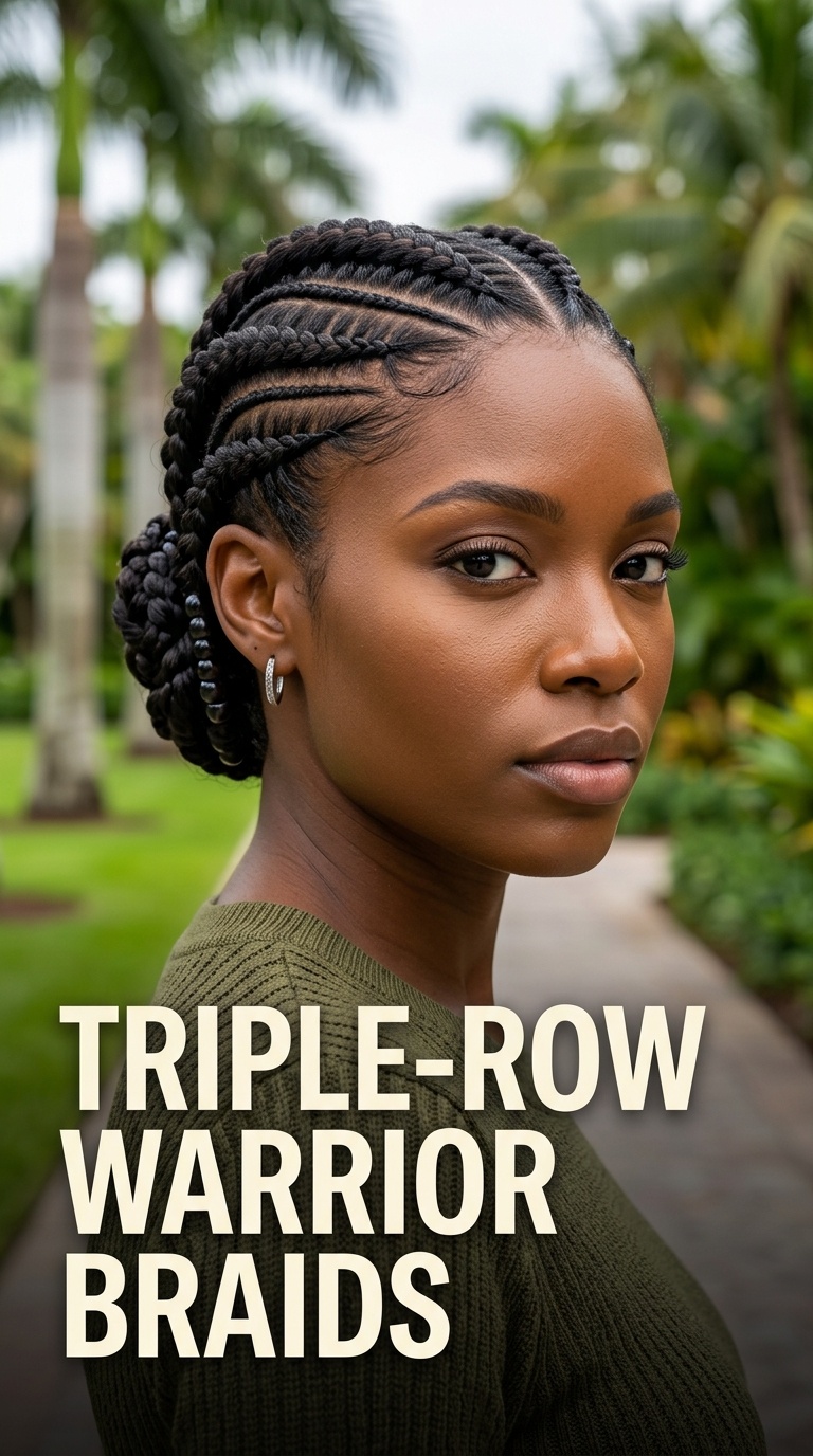Triple-Row Warrior Braids