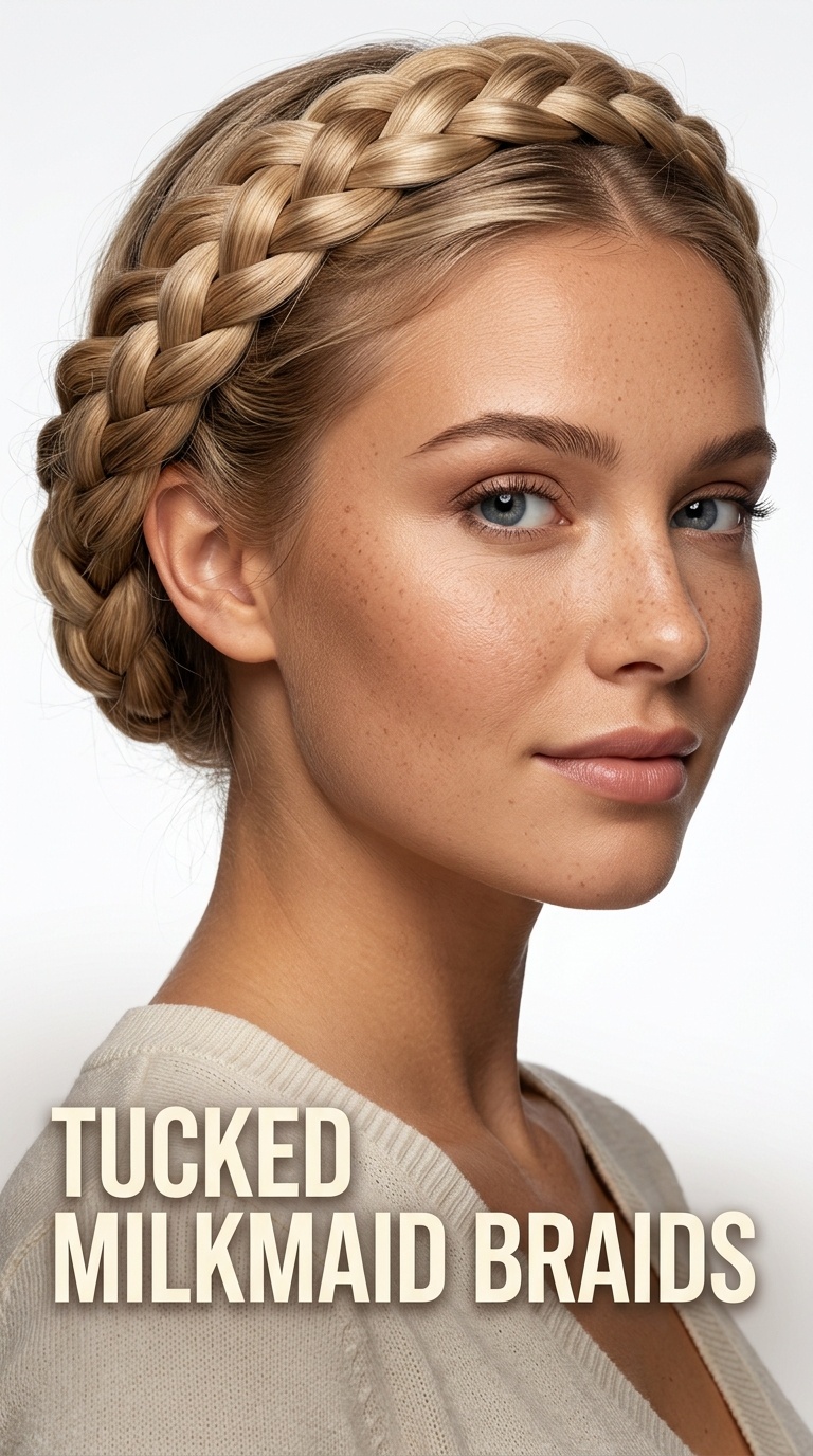 Tucked Milkmaid Braids