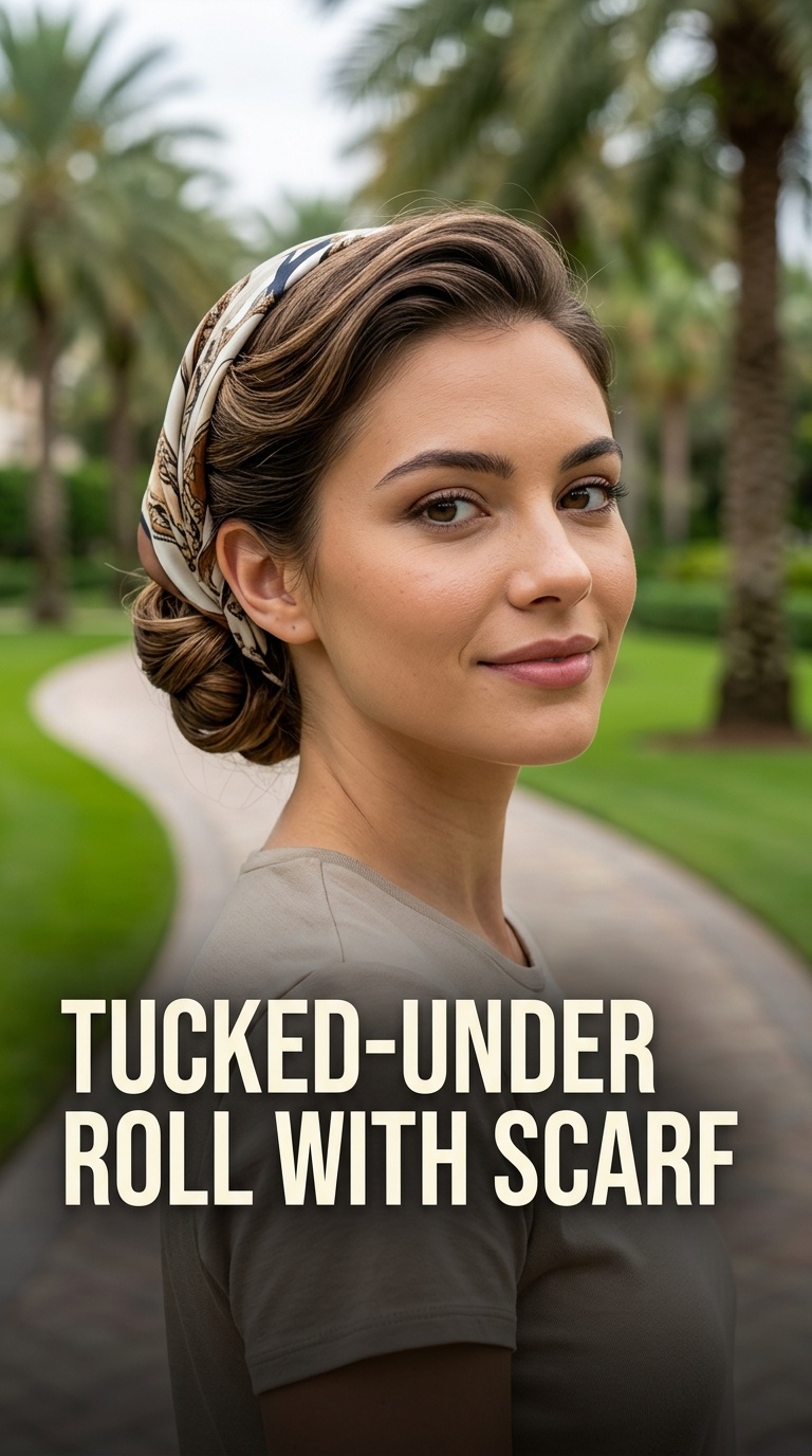 Tucked-Under Roll with Scarf